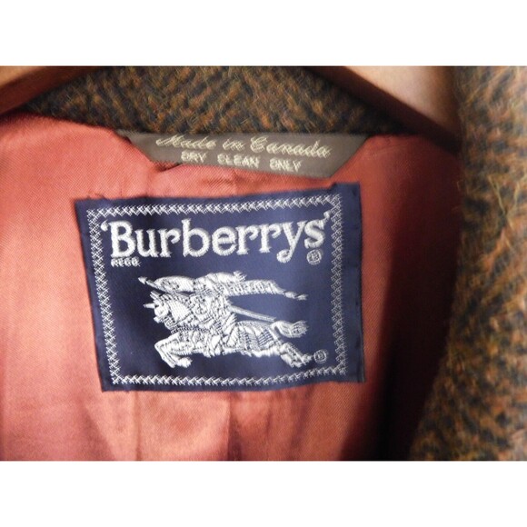 Vintage Burberrys Long Coat Womens Rust & Black Wool Cashmere Size 14R - Picture 4 of 16